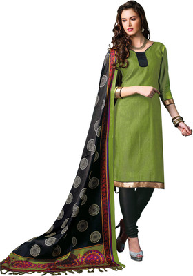 

Khushali Jute Self Design Salwar Suit Dupatta Material(Un-stitched), Black;light green