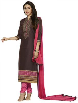 

Kvsfab Cotton Embroidered Salwar Suit Dupatta Material(Un-stitched), Brown