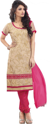 

Khushali Chanderi Self Design, Embroidered Salwar Suit Dupatta Material(Un-stitched), Chikoo