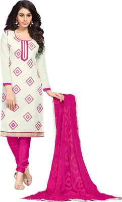 

Khushali Chanderi Self Design, Embroidered Salwar Suit Dupatta Material(Un-stitched), Pink;white