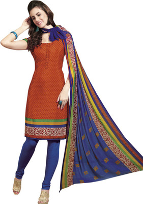 Trendz Apparels Crepe Printed Salwar Suit Dupatta Material(Un-stitched), Orange