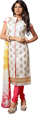 

Jiya Chanderi Self Design, Embroidered Salwar Suit Dupatta Material(Un-stitched), Beige;multicolor;pink