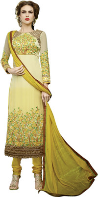 

Khushali Georgette Self Design, Embroidered Salwar Suit Dupatta Material(Un-stitched), Beige;yellow