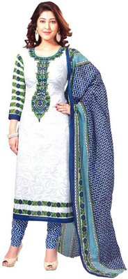 

Chatri Fashions Cotton Printed Semi-stitched Salwar Suit Dupatta Material, Blue