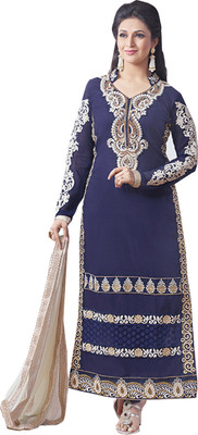 

Jiya Cotton Self Design, Embroidered Salwar Suit Dupatta Material(Un-stitched), Beige;blue