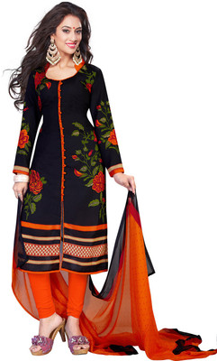 

Pshopee Synthetic Printed Salwar Suit Dupatta Material(Un-stitched), Black