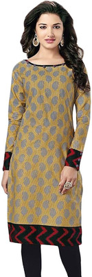 

Kanheyas Cotton Printed Kurti Fabric(Un-stitched), Beige