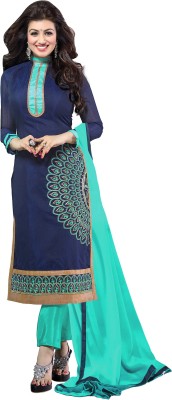 

Khushali Chanderi Self Design, Embroidered Salwar Suit Dupatta Material(Un-stitched), Dark blue;green