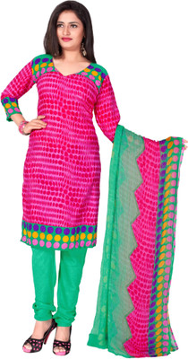 Khushali Crepe Self Design, Printed Dress/Top Material(Un-stitched), Pink