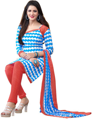 

Jiya Crepe Self Design, Printed Salwar Suit Dupatta Material(Un-stitched), Blue;orange;white
