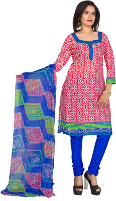 

Trendz Apparels Jacquard Printed Dress/Top Material(Un-stitched), Pink