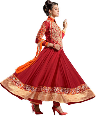 

Khushali Georgette Self Design, Embellished, Embroidered Salwar Suit Dupatta Material(Un-stitched), Red