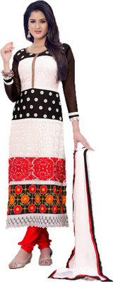 

Party Wear Dresses Georgette Embroidered Semi-stitched Salwar Suit Dupatta Material, White