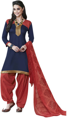 

Ewows Crepe Solid, Printed Kurta & Patiyala Material(Un-stitched), Dark blue