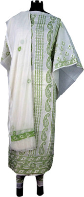 

Sai Chikan Cotton Embroidered Salwar Suit Dupatta Material(Un-stitched), White