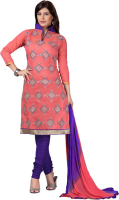 

Jiya Chanderi Self Design, Embroidered Salwar Suit Dupatta Material(Un-stitched), Pink