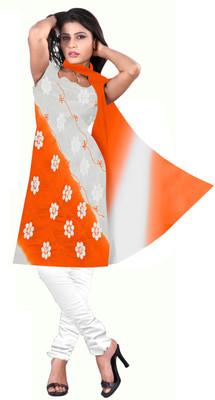 

Jiya Chiffon Self Design, Embroidered Salwar Suit Dupatta Material(Un-stitched), Orange;white