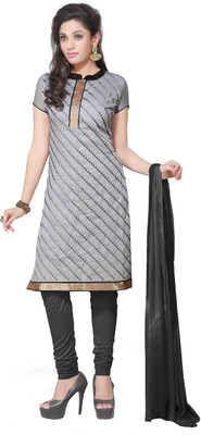 

Khushali Chanderi Self Design, Embroidered Salwar Suit Dupatta Material(Un-stitched), Grey