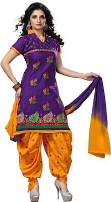 

Trendz Apparels Cotton Embroidered Dress/Top Material(Un-stitched), Purple