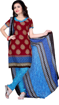 

Women Latest Fancy Designer Salwar Suit Crepe Printed Salwar Suit Dupatta Material(Un-stitched), Multicolor