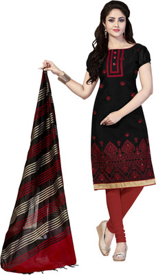 

Jiya Chanderi Self Design, Embroidered, Embellished Salwar Suit Dupatta Material(Un-stitched), Black;red