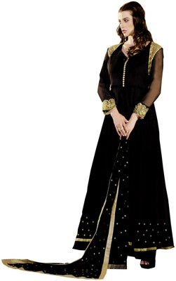 

Khushali Georgette Self Design, Embroidered Salwar Suit Dupatta Material(Un-stitched), Black
