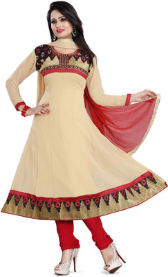 

Lunawat Synthetics Georgette Embroidered Salwar Suit Dupatta Material(Un-stitched), Chicku