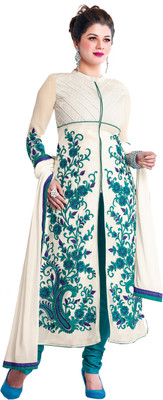 

Jiya Georgette Self Design, Embellished, Embroidered Salwar Suit Dupatta Material(Un-stitched), Cream;rama