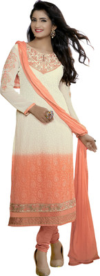 

Khushali Georgette Self Design, Embroidered Salwar Suit Dupatta Material(Un-stitched), Beige;orange