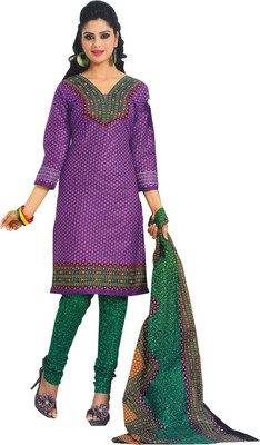 

EthnicQueen Cotton Geometric Print Dress/Top Material(Un-stitched), Purple