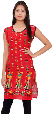 

Kurti Studio Cotton Floral Print Dress/Top Material(Un-stitched), Red