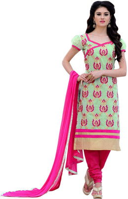 

K D Collection Chanderi Embroidered Salwar Suit Dupatta Material(Un-stitched), Light green