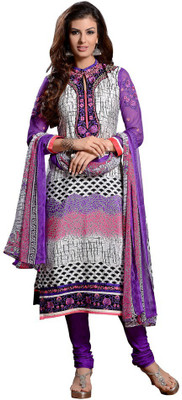 

Trendz Apparels Crepe Embroidered Salwar Suit Dupatta Material(Un-stitched), White