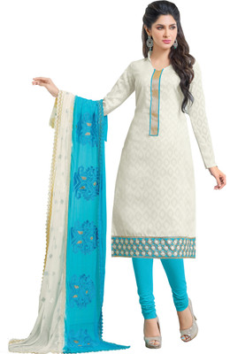

Khushali Jacquard Self Design, Embroidered Salwar Suit Dupatta Material(Un-stitched), Light blue;white
