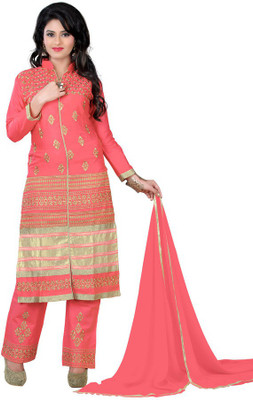 

Shaily Cotton Silk Blend Embroidered Salwar Suit Dupatta Material(Un-stitched), Gajri