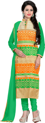 

Shree Vardhman Cotton Embroidered Salwar Suit Dupatta Material(Un-stitched), Chiku