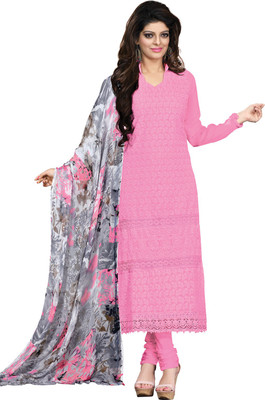 

V And V Shop Chiffon Embroidered Salwar Suit Dupatta Material(Un-stitched), Pink