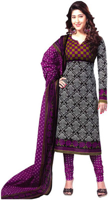 

Javuli Cotton Printed Dress/Top Material(Un-stitched), Black;purple