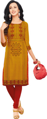 

Indian Wear Online Cotton Printed Kurti Fabric(Un-stitched), Yellow