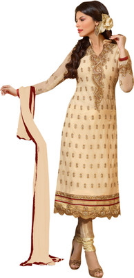 

Jiya Georgette Self Design, Embroidered Salwar Suit Dupatta Material(Un-stitched), Beige