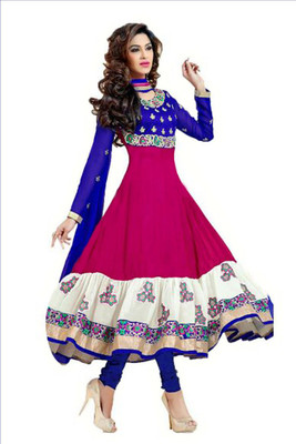 

Reya Georgette Embroidered Semi-stitched Salwar Suit Dupatta Material, Multicolor