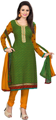 

Khushali Crepe Self Design, Embroidered Salwar Suit Dupatta Material(Un-stitched), Green;yellow