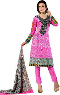 

Sahej Suits Cotton Printed Salwar Suit Dupatta Material(Un-stitched), Pink