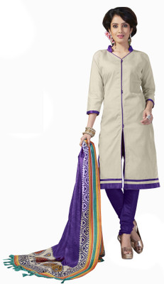 

Khushali Silk Self Design Salwar Suit Dupatta Material(Un-stitched), Beige;purple