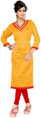 

Trendz Apparels Silk Striped Kurti Fabric(Un-stitched), Yellow