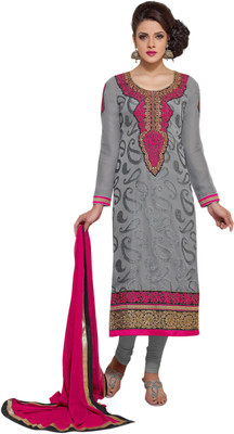 

Kanheyas Georgette Embroidered Salwar Suit Dupatta Material(Un-stitched), Grey