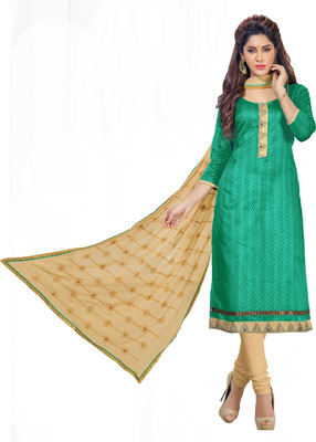

Khushali Chanderi Self Design, Embroidered Salwar Suit Dupatta Material(Un-stitched), Beige;light green