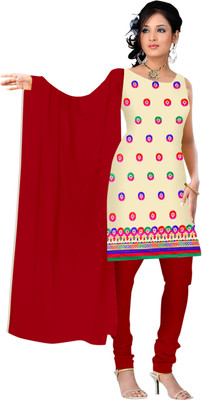 

Shree Vardhman Chanderi Embroidered Salwar Suit Dupatta Material(Un-stitched), Chiku