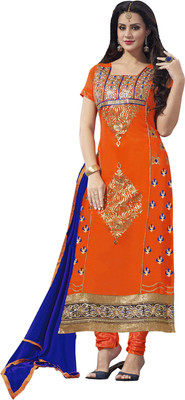 

Khushali Georgette Self Design, Embroidered Salwar Suit Dupatta Material(Un-stitched), Blue;orange