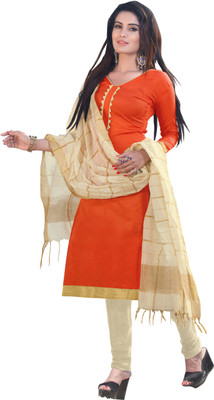 

Khushali Silk Self Design Salwar Suit Dupatta Material(Un-stitched), Beige;orange